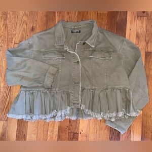 Denim cropped relaxed jacket